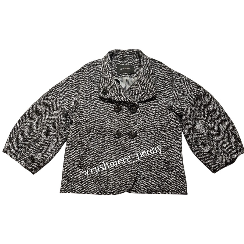 BCBGMaxAzria Black Tweed Wool Cropped Jacket Medium - Picture 12 of 13